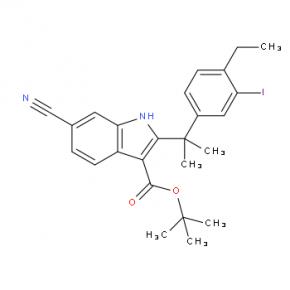 tert-butyl 6-cyano-2-(2-(4-ethyl-3-iodophenyl)propan-2-yl)-1H-indole-3-carboxylate