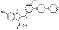 6-cyano-2-(2-(4-ethyl-3-(4-morpholinopiperidin-1-yl)phenyl)propan-2-yl)-1H-indole-3-carboxylic acid