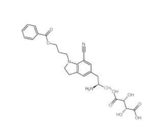 3-[5-[(2R)-2-aminopropyl]-7-cyano-2,3-dihydroindol-1-yl]propyl benzoate,(2R,3R)-2,3-dihydroxybutanedioic acid  239463-85-5