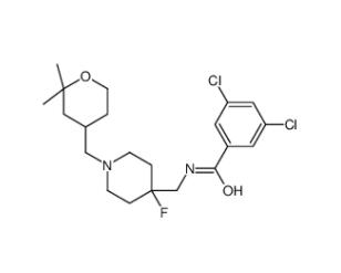 3,5-Dichloro-N-({1-[(2,2-dimethyltetrahydro-2H-pyran-4-yl)methyl] -4-fluoro-4-piperidinyl}methyl)benzamide  918430-49-6