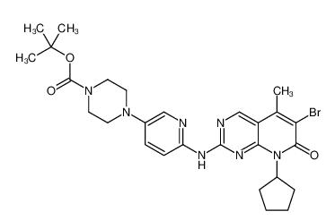 tert-butyl 4-[6-[(6-bromo-8-cyclopentyl-5-methyl-7-oxopyrido[2,3-d]pyrimidin-2-yl)amino]pyridin-3-yl]piperazine-1-carboxylate  571188-82-4