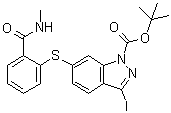 3-Iodo-6-[[2-[(methylamino)carbonyl]phenyl]thio]-1H-indazole-1-carboxylic acid 1,1-dimethylethyl ester  885126-37-4