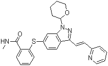 N-Methyl-2-[[3-[(1E)-2-(2-pyridinyl)ethenyl]-1-(tetrahydro-2H-pyran-2-yl)-1H-indazol-6-yl]thio]benzamide  885126-35-2